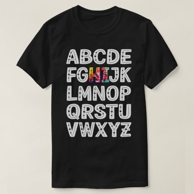 Funny Pre K Kindergarten Hi Alphabet Back To Schoo T-Shirt (Design Front)