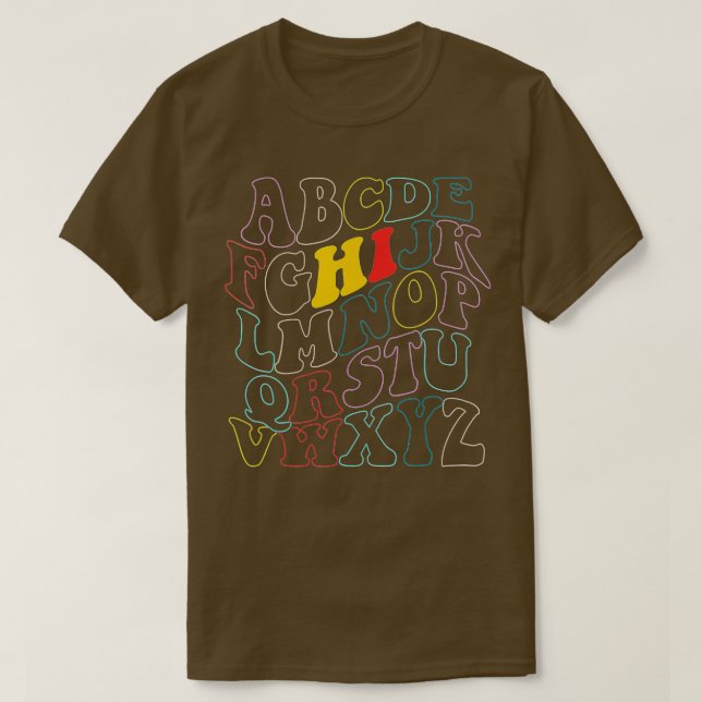 Funny Pre K Kindergarten Hi Alphabet Back To Schoo T-Shirt (Design Front)
