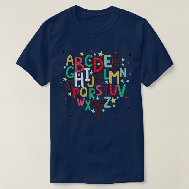 Funny Pre K Kindergarten Hi Alphabet Back To Schoo T-Shirt (Design Front)