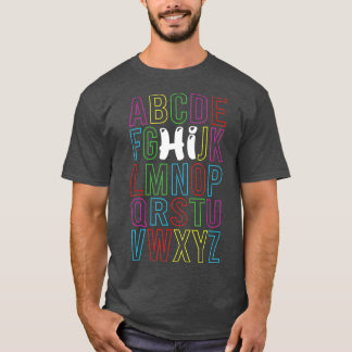 Funny Pre K Kindergarten Hi Alphabet Back To Schoo T-Shirt