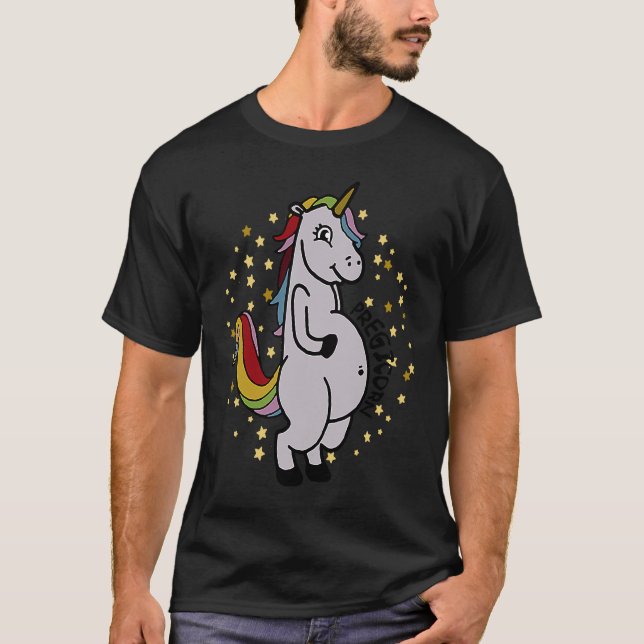 Funny Pregicorn Unicorn Pregosaurus T-Shirt (Front)