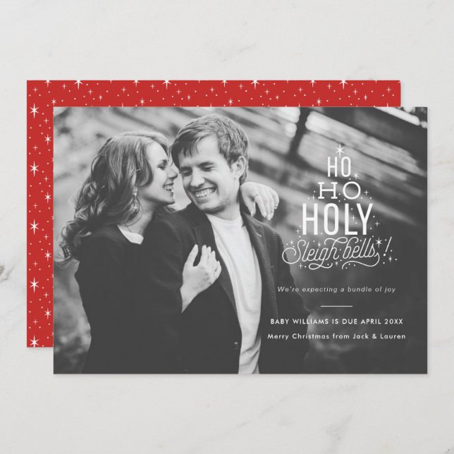 Funny Pregnancy Announcement Holiday Card (Front/Back)