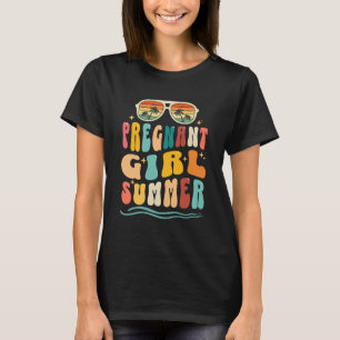 Funny Pregnancy Reveal Pregnant Girl Summer Retro T-Shirt