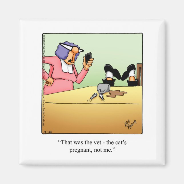 Funny Pregnant Cat Humour Magnet (Front)
