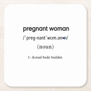 funny pregnant woman definition square paper coaster