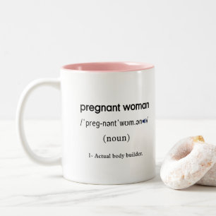 funny pregnant woman definition Two-Tone coffee mug