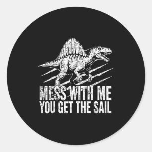 Funny prehistoric sail raptor spinosaurus dinosaur classic round sticker