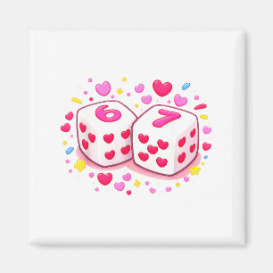 Funny Preppy 67 Valentine Six Seven Dice 6 7 Women Magnet