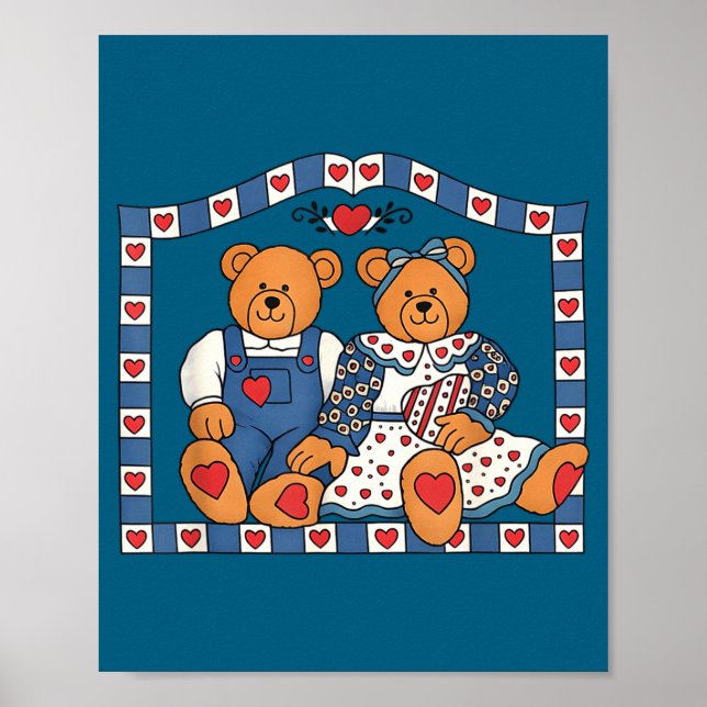 Funny Preppy 90s Frame Teddy Bear Poster (Front)