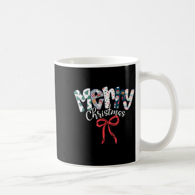 Funny Preppy Merry Christmas Santa Coquette Bow Gi Coffee Mug (Right)