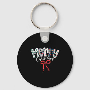 Funny Preppy Merry Christmas Santa Coquette Bow Gi Key Ring