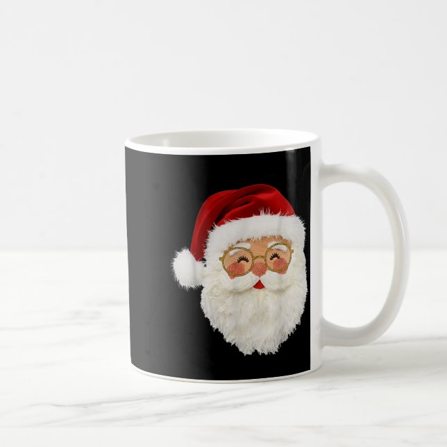 Funny Preppy Realistic Faux Yarn Santa Claus Merry Coffee Mug (Right)