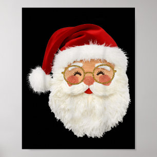 Funny Preppy Realistic Faux Yarn Santa Claus Merry Poster