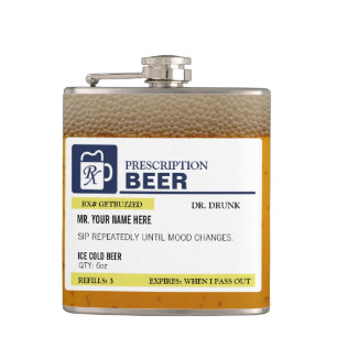 Funny Prescription Beer Hip Flask
