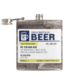 Funny Prescription Beer Hip Flask