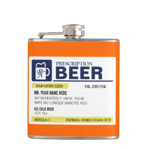 Funny Prescription Beer Hip Flask