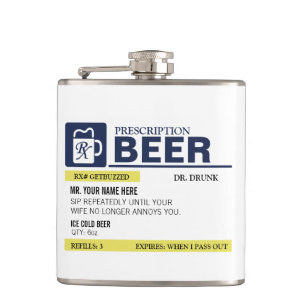 Funny Prescription Beer Hip Flask