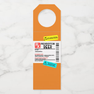 Funny Prescription Beer Warning Label Personalised Bottle Tag