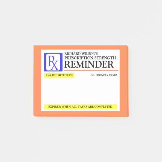 Funny Prescription Label Postit Notes Zazzle.co.uk