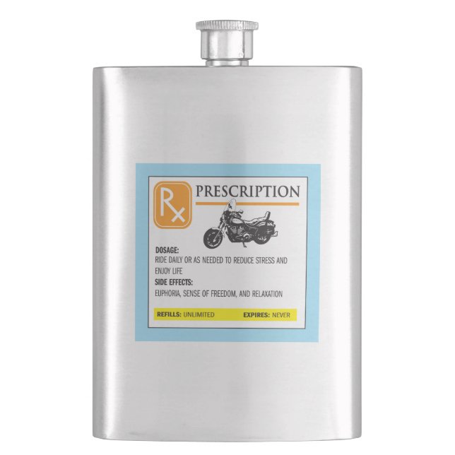 Funny Prescription Motorcycle Ride Hip Flask (Front)