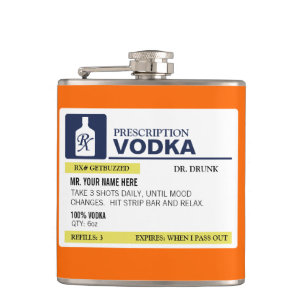 Funny Prescription Vodka Hip Flask