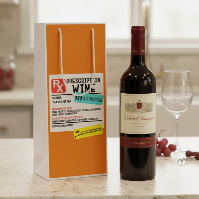 Funny Prescription Wine Warning Label Personalised Gift Bag (Creator Uploaded)