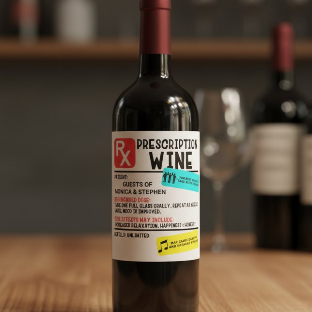 Funny Prescription Wine Warning Label Wedding Gift (Creator Uploaded)