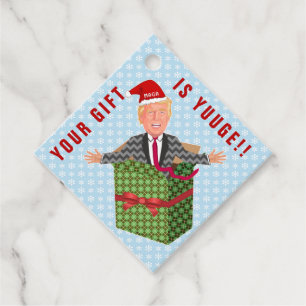 Funny President Donald Trump Christmas Yuuge Gift Favour Tags