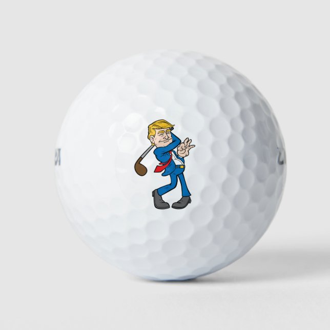 Funny President Trump Golf Swing Gift Golf Balls (Front)