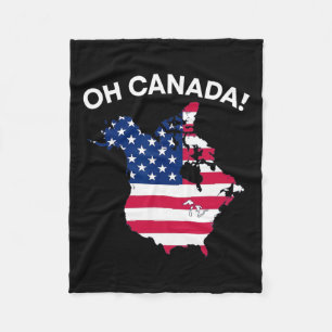 Funny President Trump Saying Oh Canada Usa America Fleece Blanket