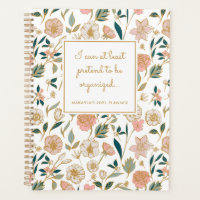 Funny Pretty Gold Floral Pattern Name White Planne