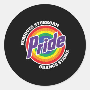 Funny Pride Anti-trump Removes Stubborn Orange Sta Classic Round Sticker