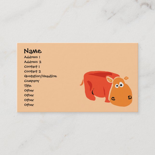 Funny Primitive Art Hippo Business cards (Front)