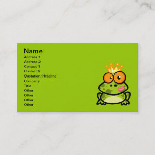 FUNNY PRINCE FROG CARTOON bulgy eyeballs crown Business Card