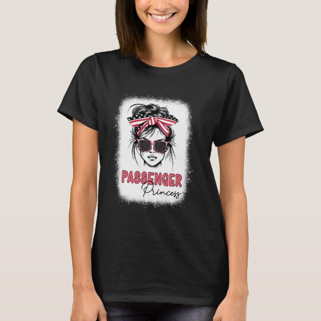 Funny Princess passenger, Cute Messy Bun Hair Girl T-Shirt (Front)