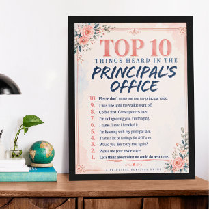 Funny Principal Top 10 Office Sayings  Poster