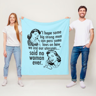 Funny Pro Choice Retro Feminist Political Cartoon Fleece Blanket