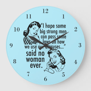 Funny Pro Choice Retro Feminist Political Cartoon Large Clock
