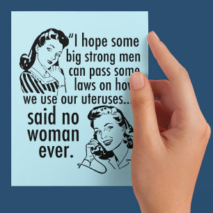Funny Pro Choice Retro Feminist Political Cartoon Postcard