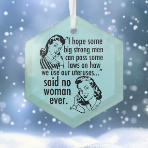 Funny Pro Choice Retro Feminist Women Christmas Glass Tree Decoration