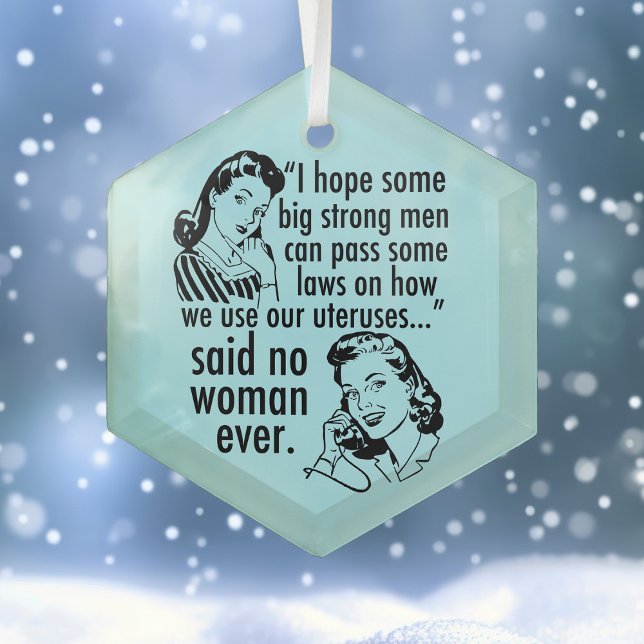 Funny Pro Choice Retro Feminist Women Christmas Glass Tree Decoration (Creator Uploaded)