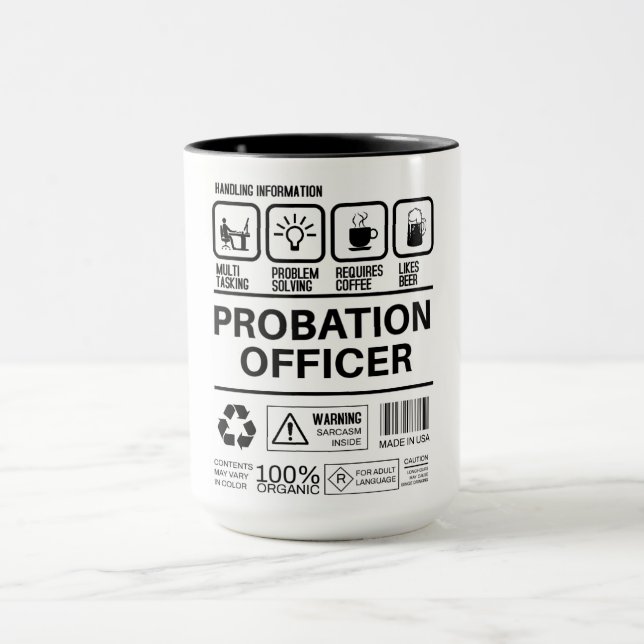 Funny Probation Officer Handling Information Mug (Center)