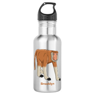 Funny proboscis monkey cartoon illustration 532 ml water bottle