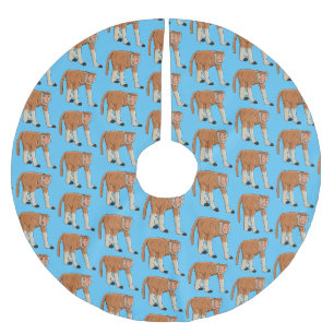 Funny proboscis monkey cartoon illustration brushed polyester tree skirt