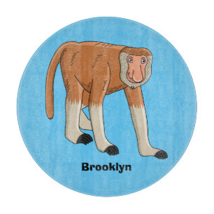 Funny proboscis monkey cartoon illustration  cutting board