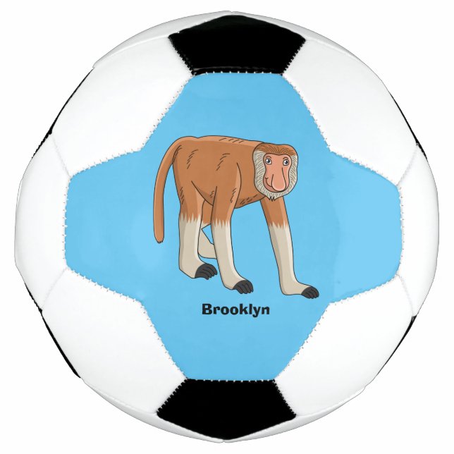 Funny proboscis monkey cartoon illustration football (Front)