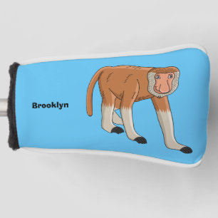 Funny proboscis monkey cartoon illustration golf head cover