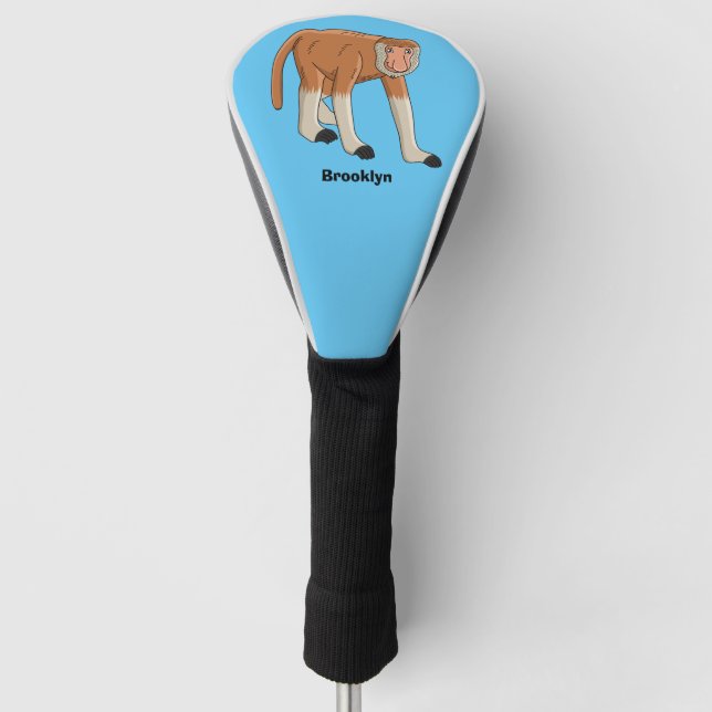 Funny proboscis monkey cartoon illustration golf head cover (Front)