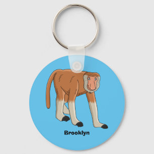 Funny proboscis monkey cartoon illustration key ring