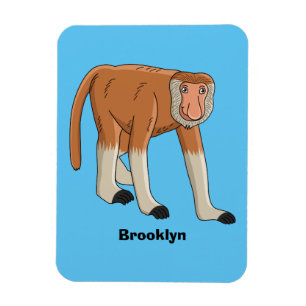 Funny proboscis monkey cartoon illustration magnet
